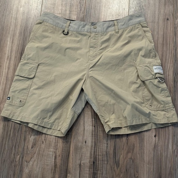 Quiksilver Waterman Shorts Mens‎ 38 Khaki Utility Cargo Stretch Fishing Outdoor - Picture 1 of 16
